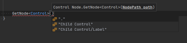 Nodes code completion