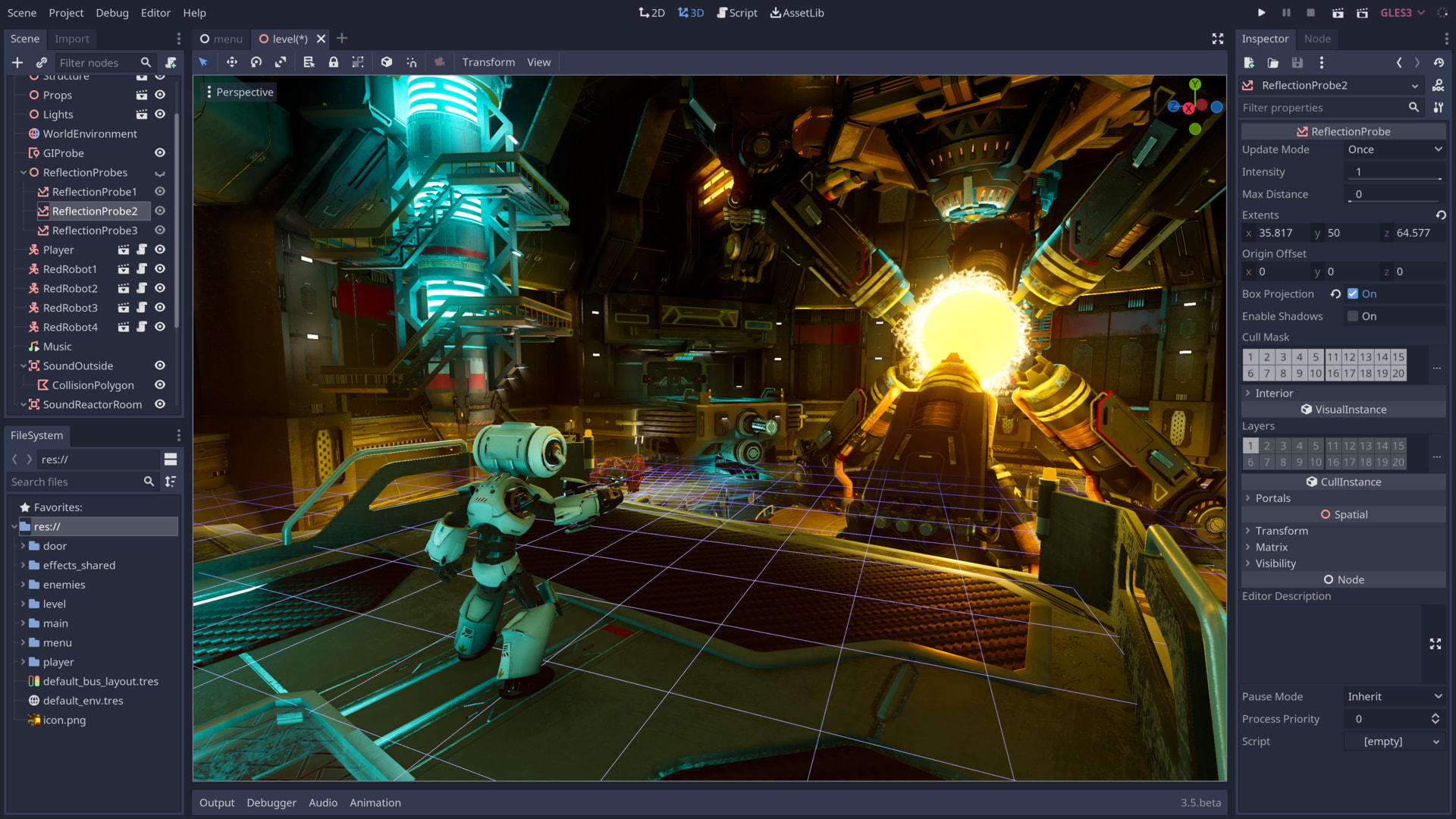 Screenshot of a 3D scene in the Godot Engine editor