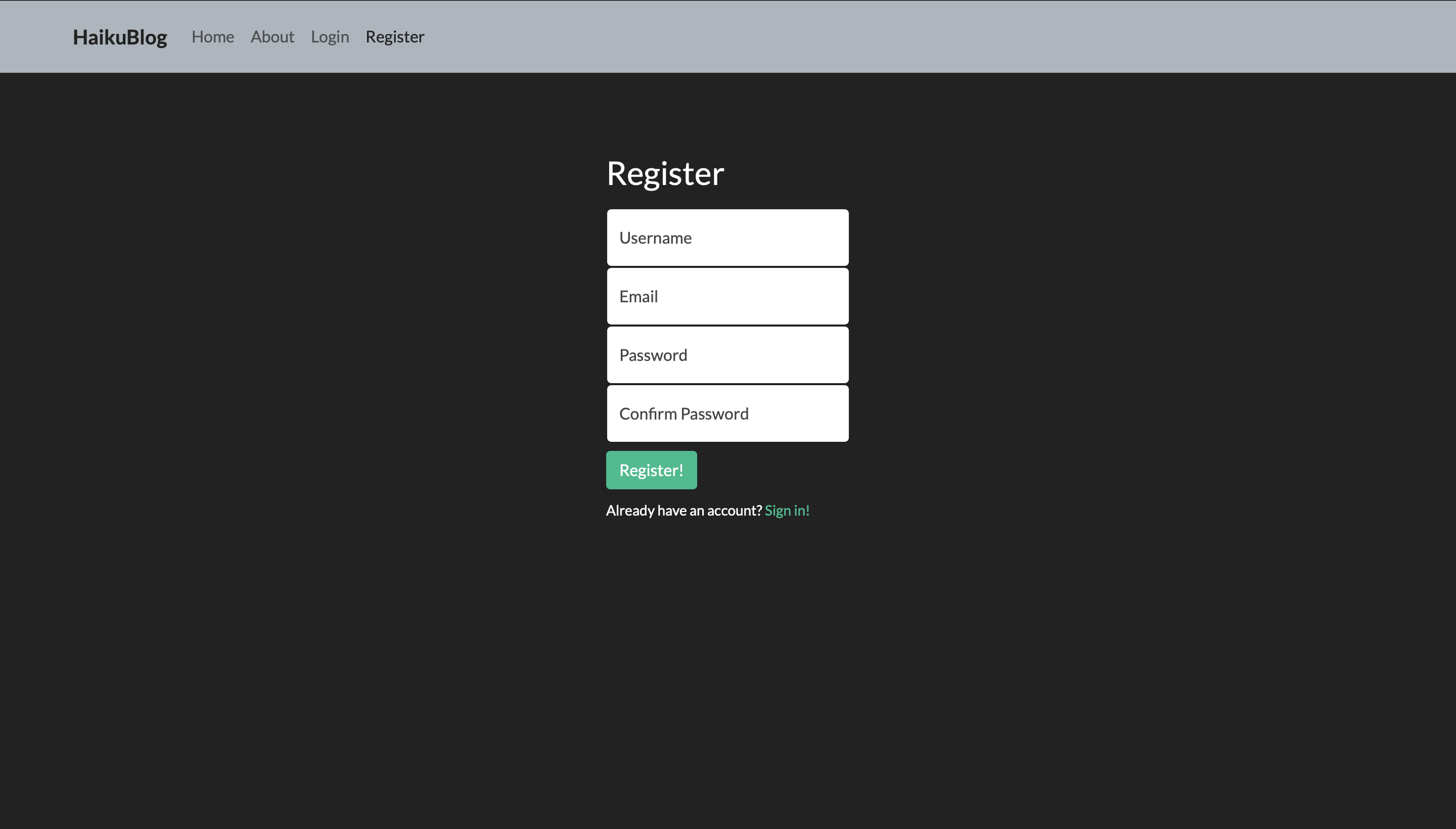 Register page