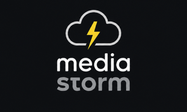 mediastorm logo with yellow lightning bolt