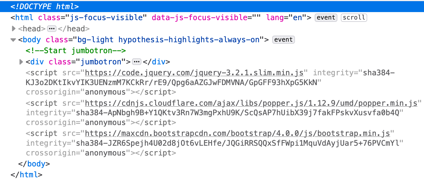 Basic HTML file from filipacalado.com, showing the index page
