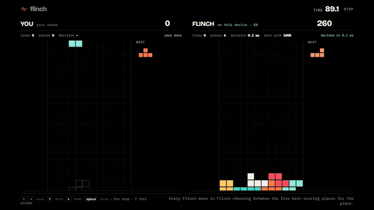 Stack Rush: Flinch against a hosted API, same pieces, same question