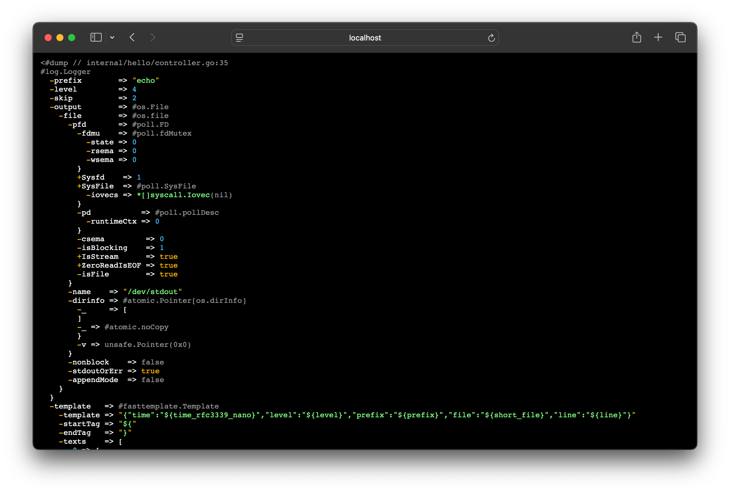 HTML output example