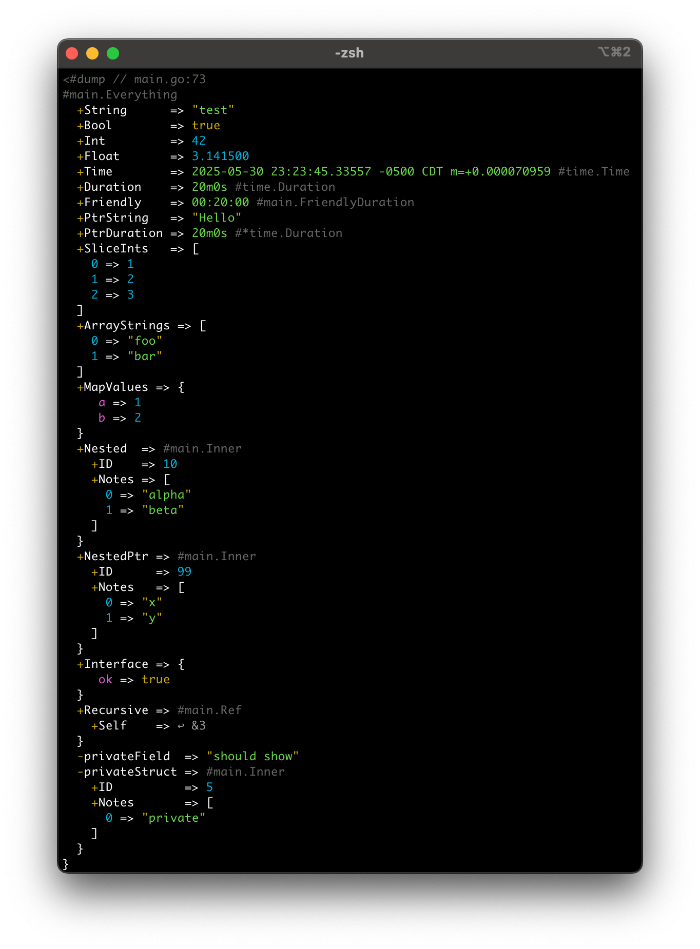 Terminal output example kitchen sink