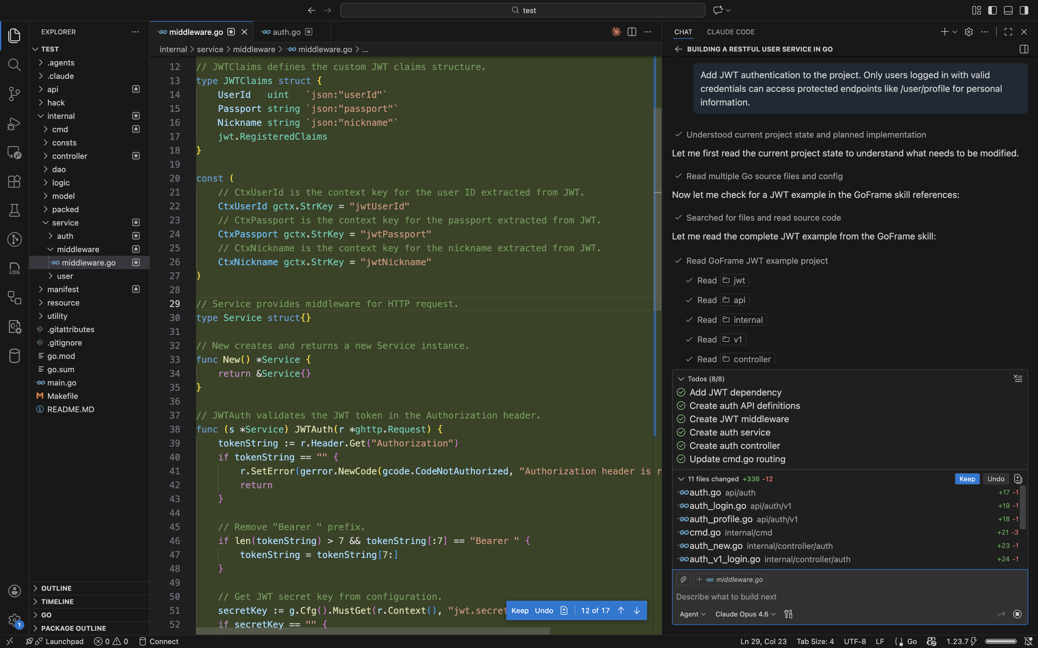 Create a new feature with GoFrame skills in Copilot