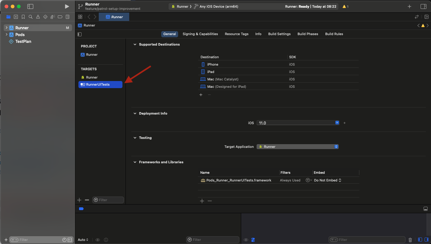 Xcode iOS test target