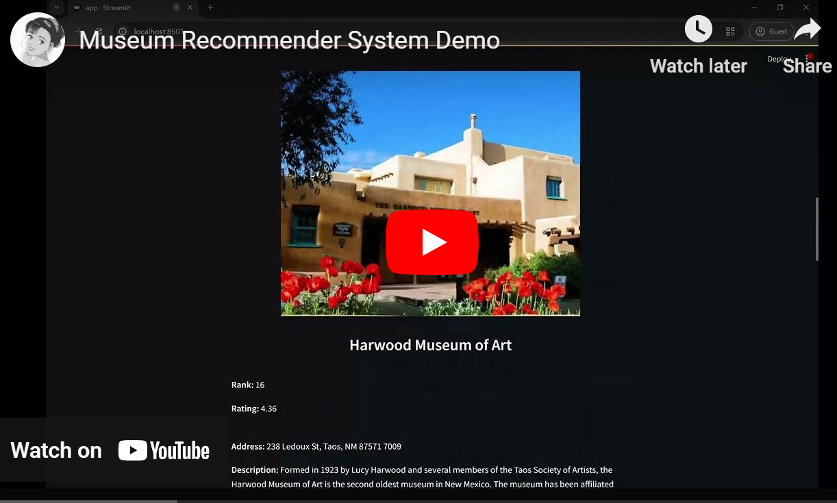 Museum Recommender System Demo