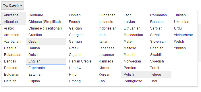 Google Translator Select Box