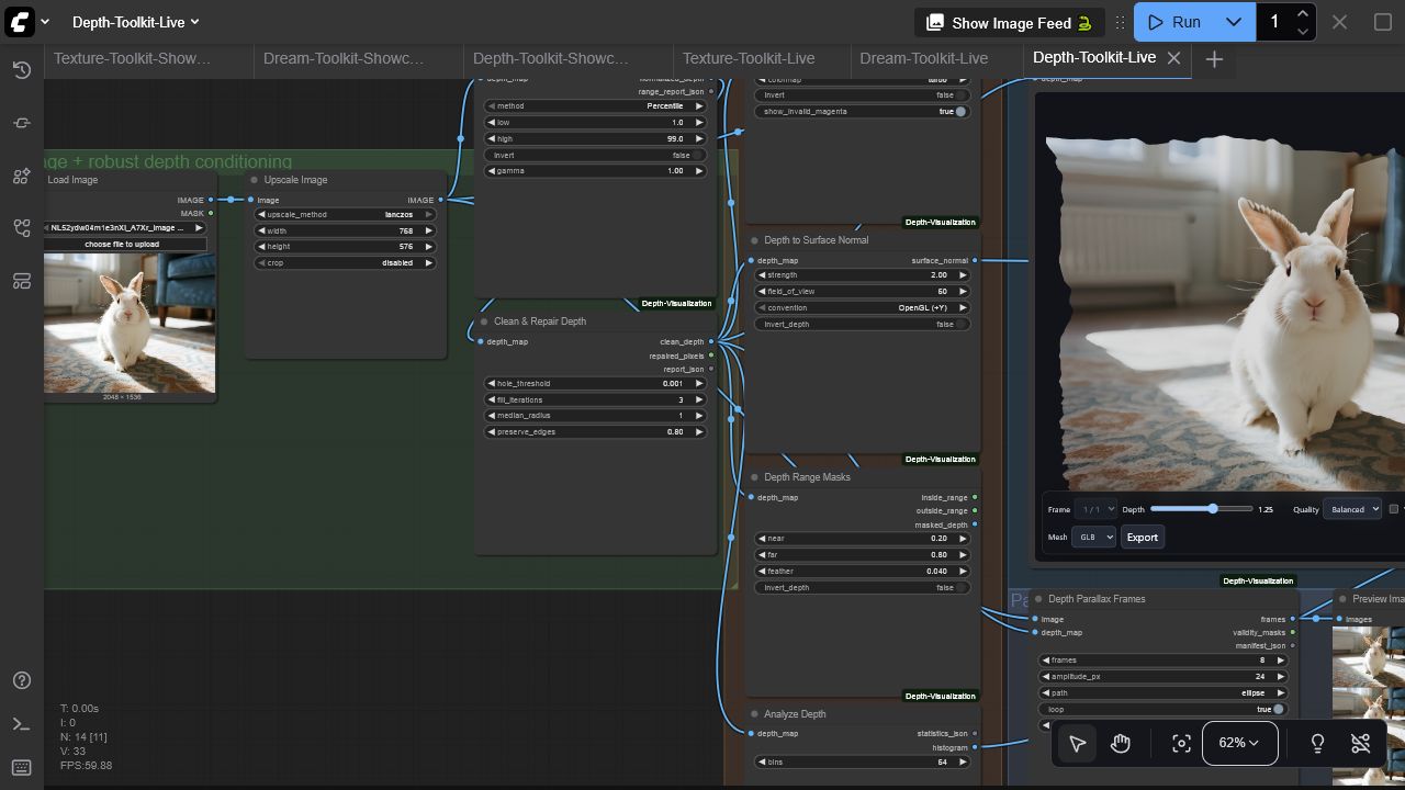 Executed Depth Toolkit workflow in ComfyUI