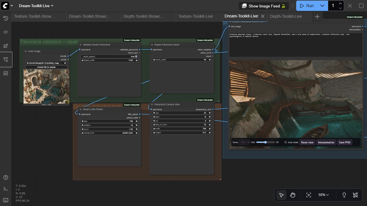 Executed Dream Toolkit workflow in ComfyUI