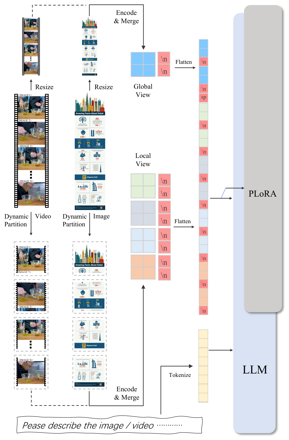 InternLM-XComposer-2.5: A Versatile Large Vision Language Model Supporting Long-Contextual Input and Output architecture: InternLM-XComposer-2.5's framework supports text, single and multiple images, and video inputs.