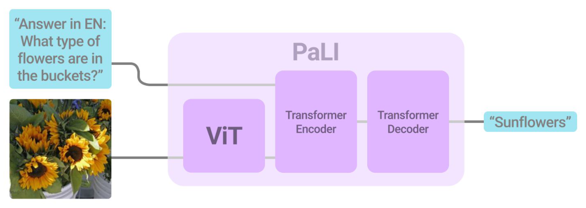 PaLI: A Jointly-Scaled Multilingual Language-Image Model architecture: PaLI combines a scalable ViT with an encoder-decoder Transformer.