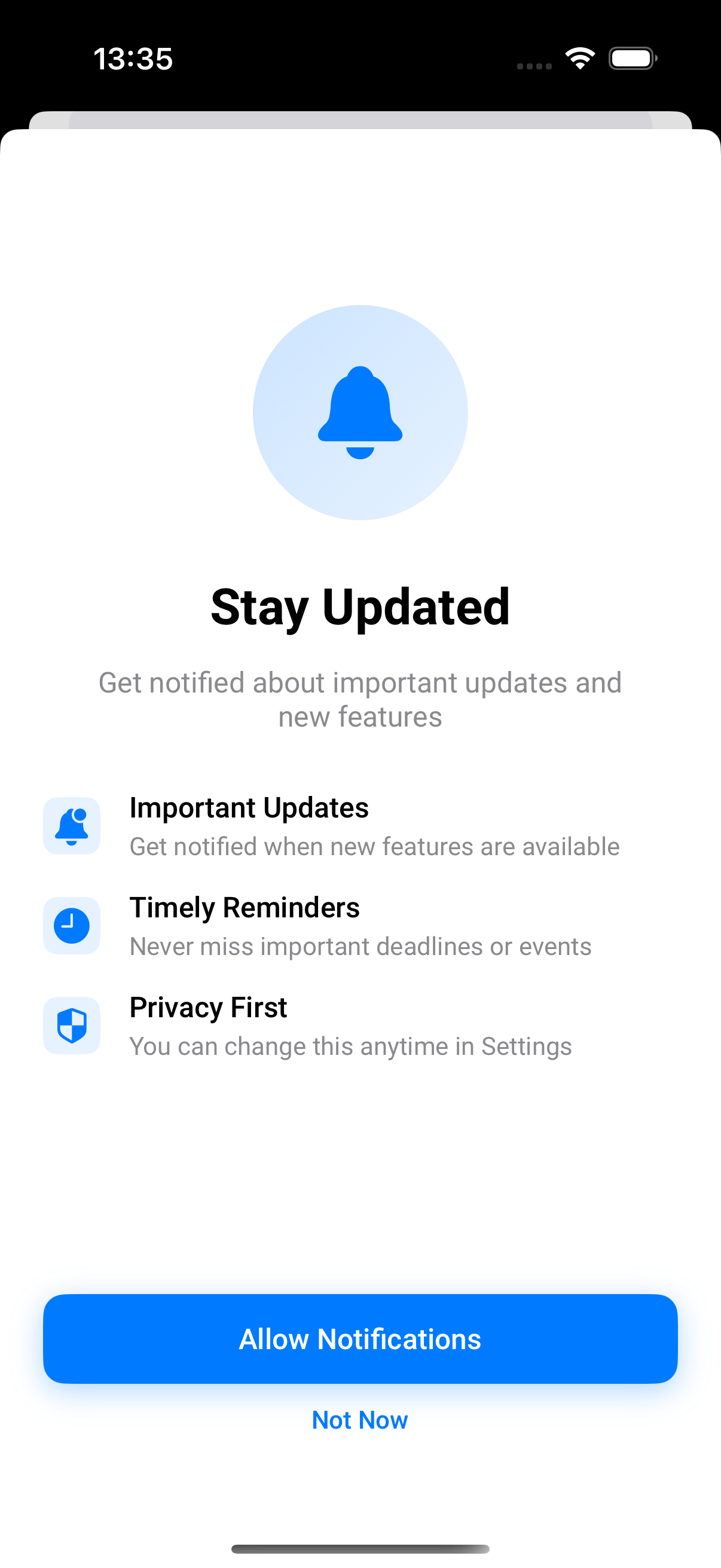 Notification permission request