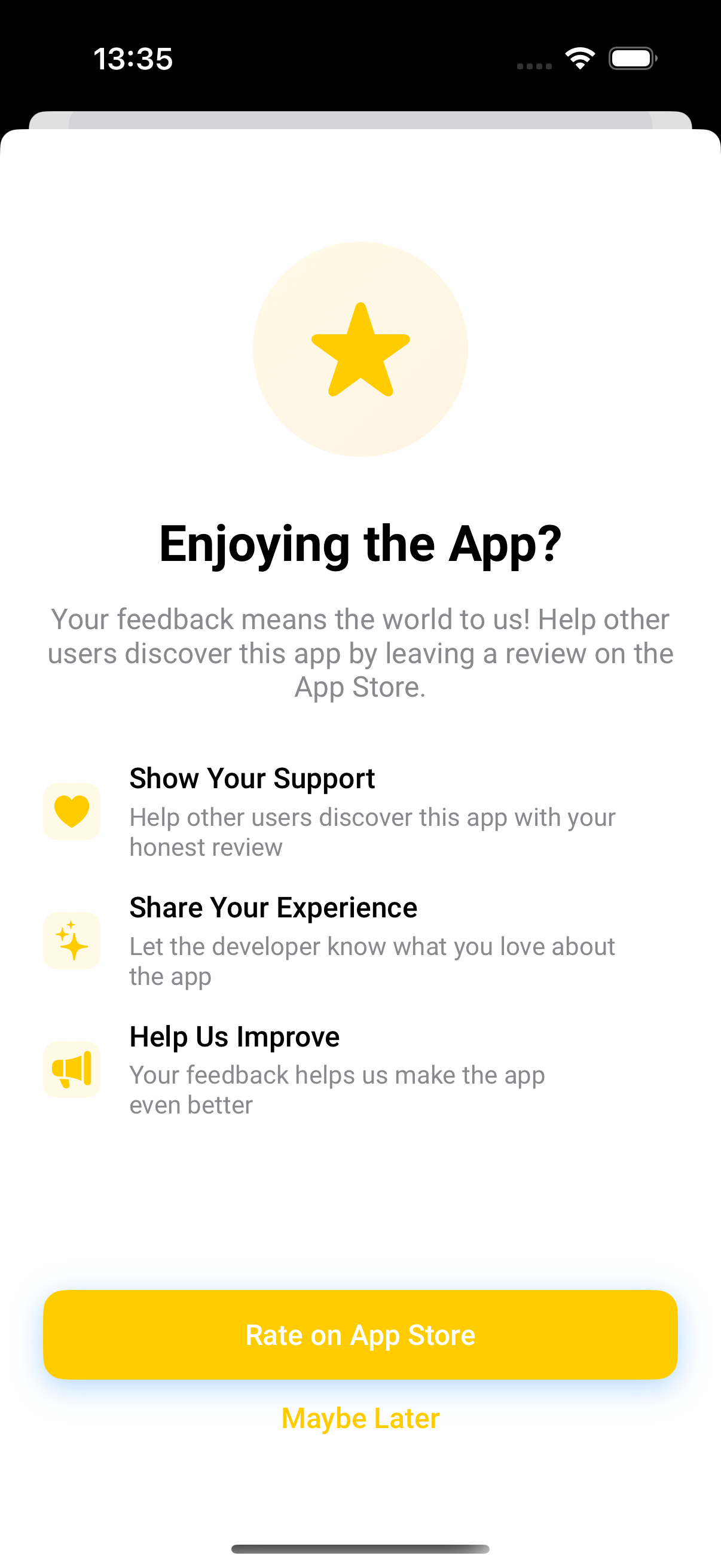 Rating request view
