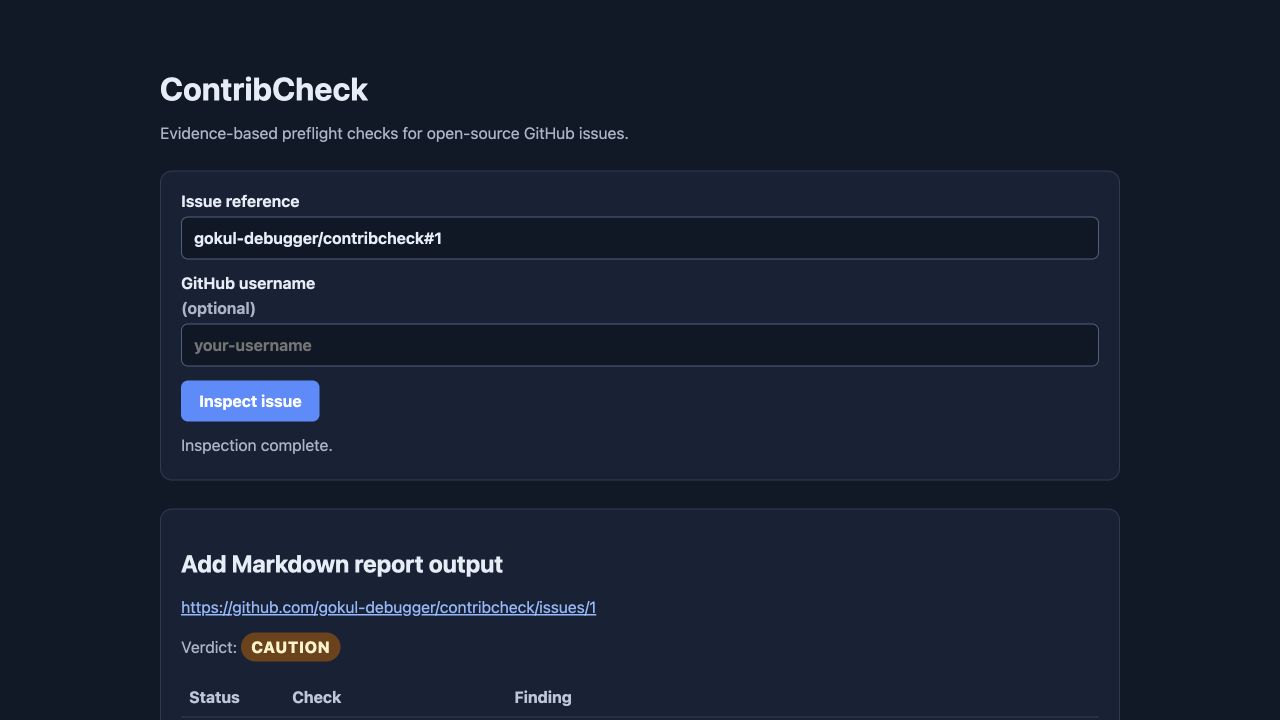 ContribCheck web interface