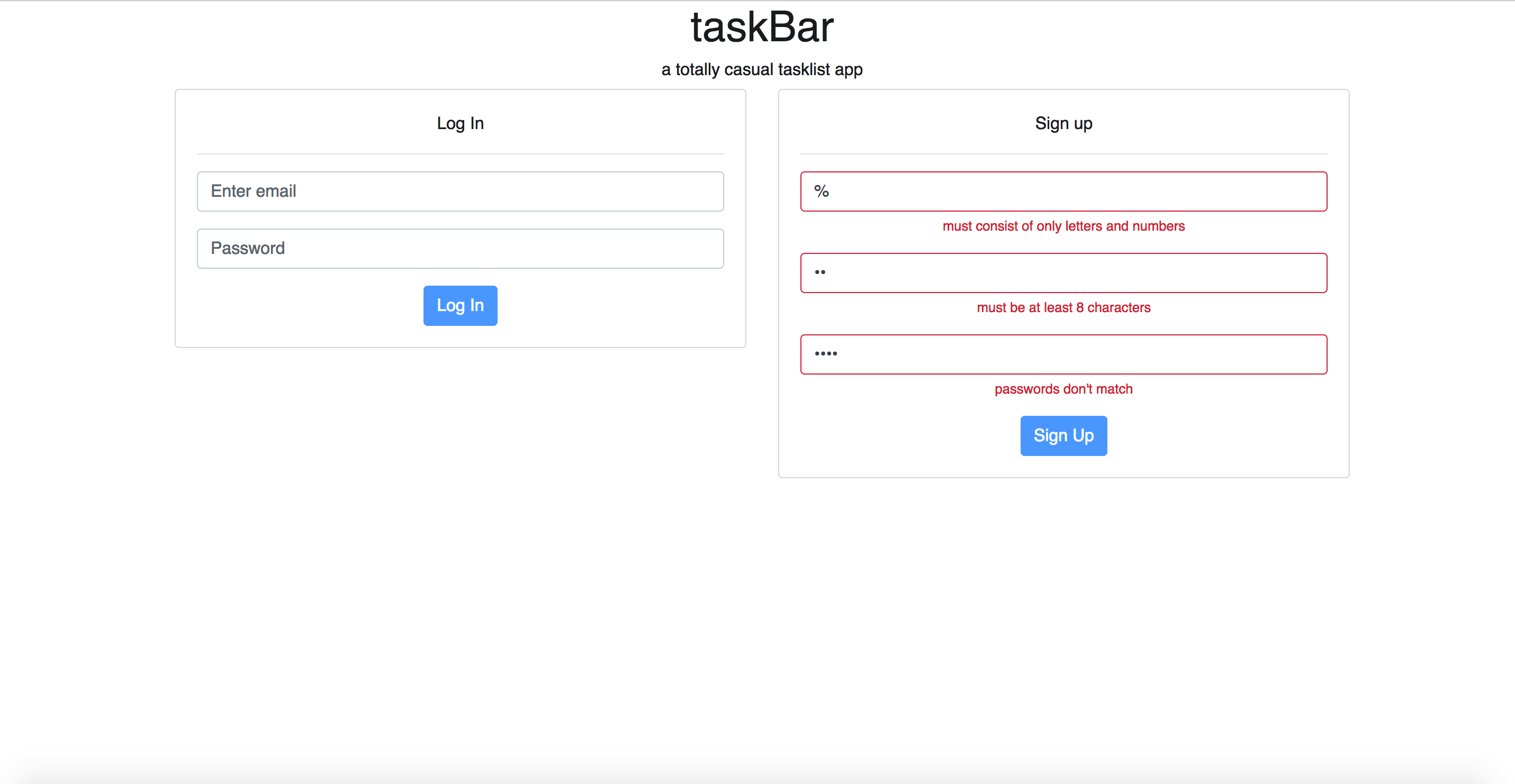 Authentication page validation