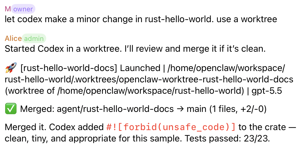 Delegated worktree flow