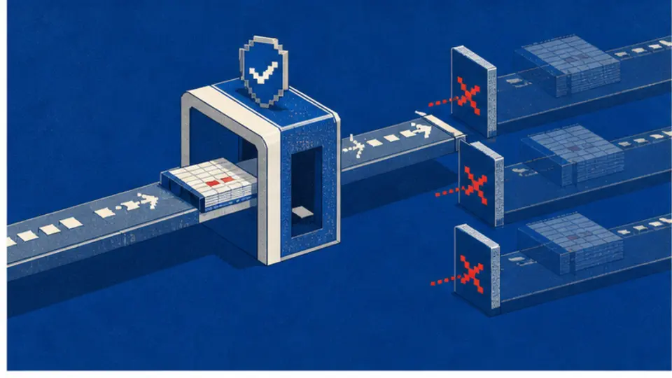 Retro pixel illustration of one workbook write lane passing a session gate while parallel lanes remain blocked