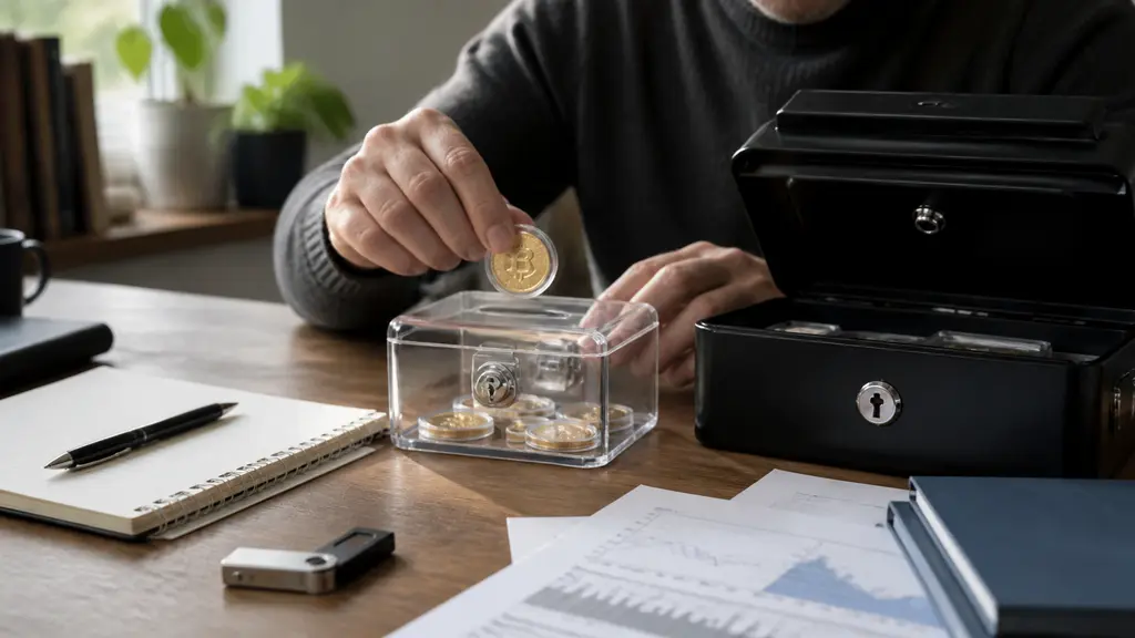 A trader places a limited set of tokens into a separate lockbox while keeping the larger reserve secured.