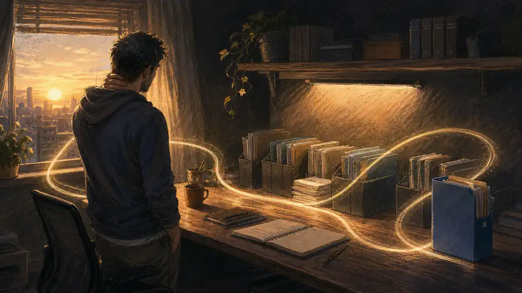 A developer returns to a coding-agent session that continued safely after a scheduled pause.