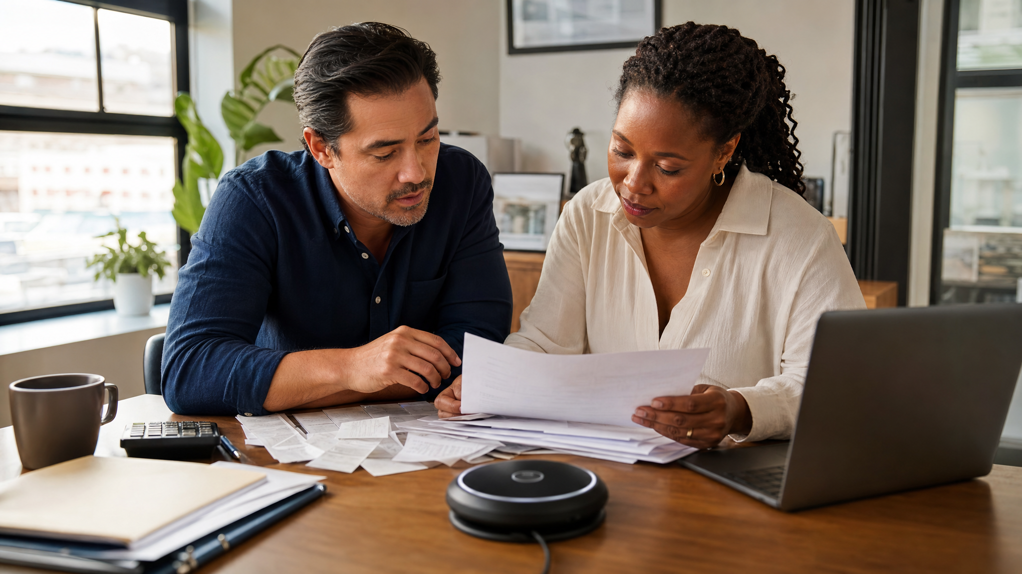 A small-business owner brings an accountant into an ongoing financial support session.