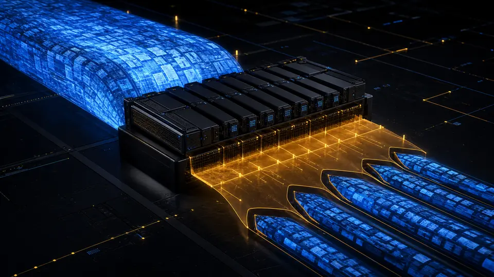 A large context stream is divided across accelerator memory and concurrent request lanes