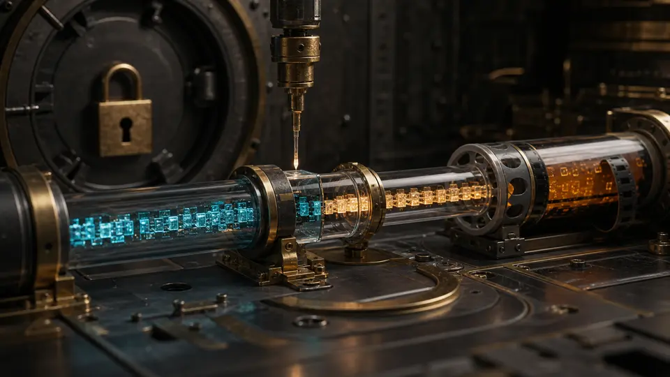 A cinematic observatory routes one reviewed film canister through channel, upload-session, video-ID, and publication locks.