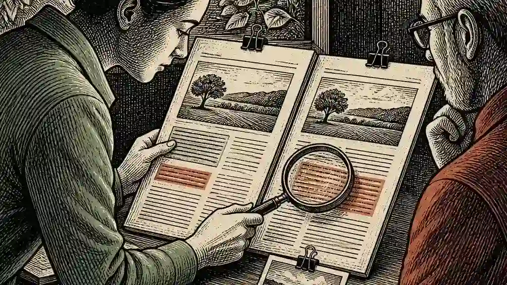 A careful research scout compares two public web pages and pins a verified change beside its screenshot evidence.