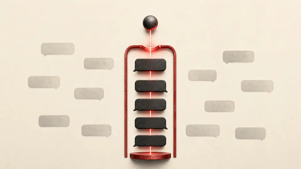 Minimal editorial illustration of one signaled message thread isolated from ambient conversation capsules