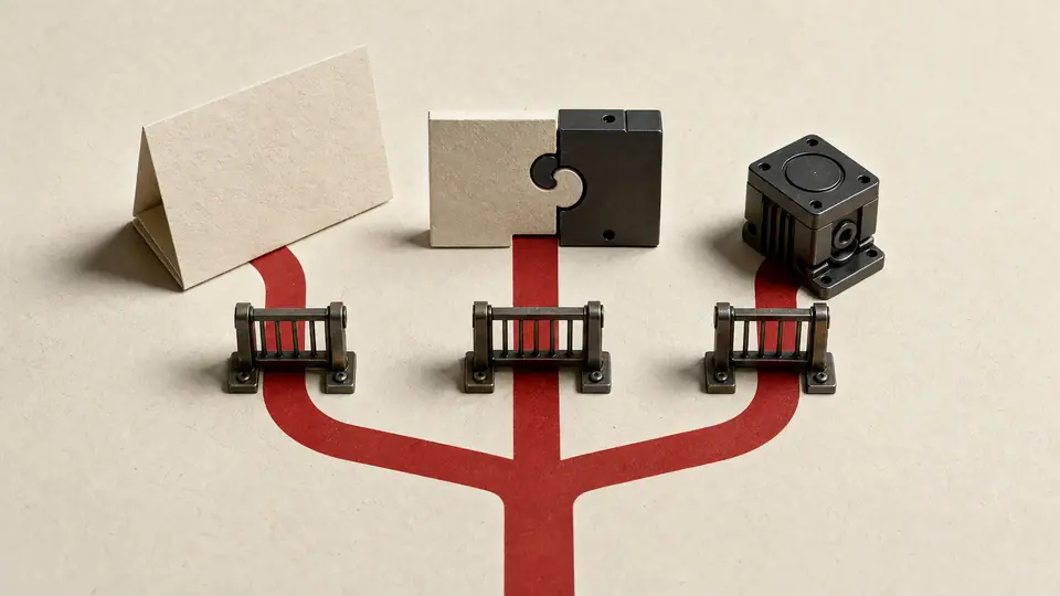 Three tactile gates direct a paper procedure, a runtime module, or their combined connector