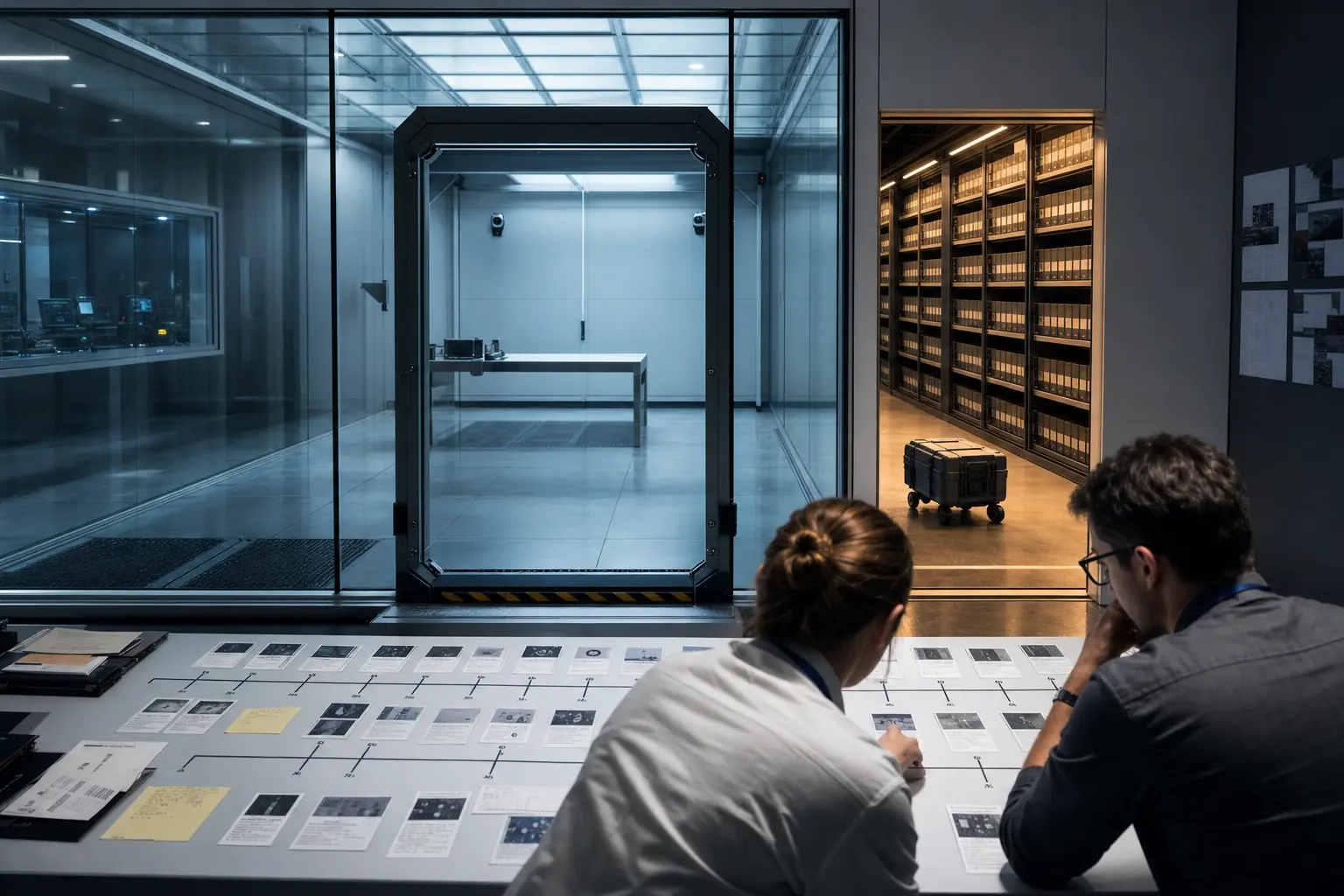 Safety engineers reconstruct a timeline after an automated test crossed from a glass chamber into an external archive.