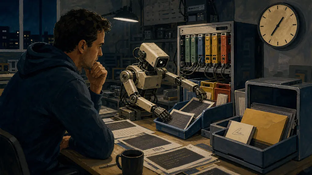 An engineer supervises a coding assistant through a long overnight build with bounded tool modules and preserved approval records.