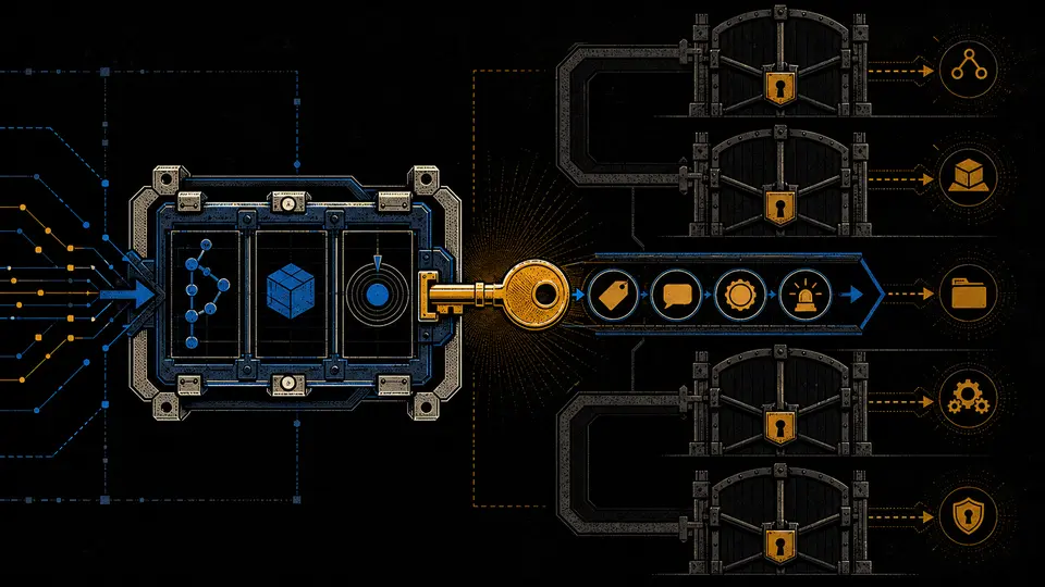 A single approval key unlocks a narrow lane of safe repository actions while larger merge, release, workflow, and secret rails remain behind locked gates