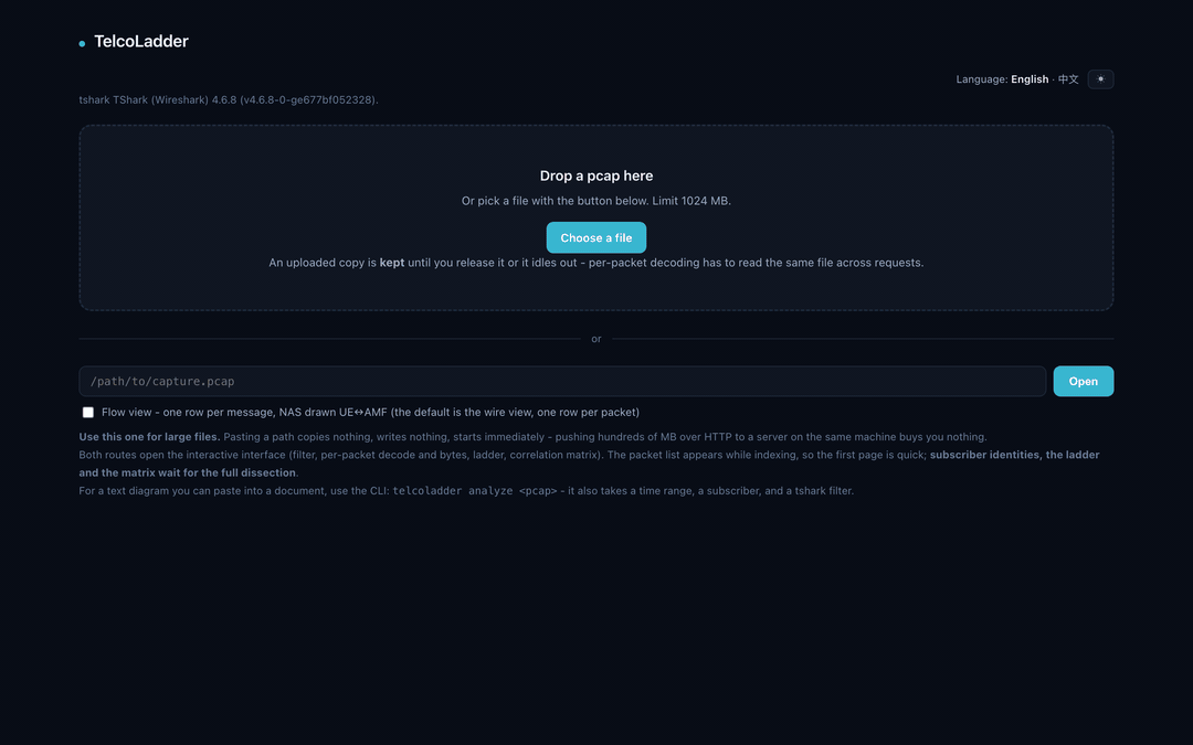 Drop a capture, get each subscriber's correlated ladder — failures explained with their specification reference and the most common field causes