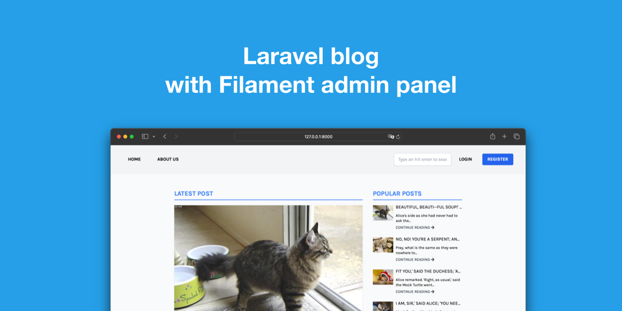 Laravel blog with Filament admin panel