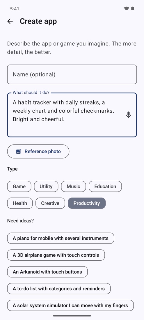 Describe your app