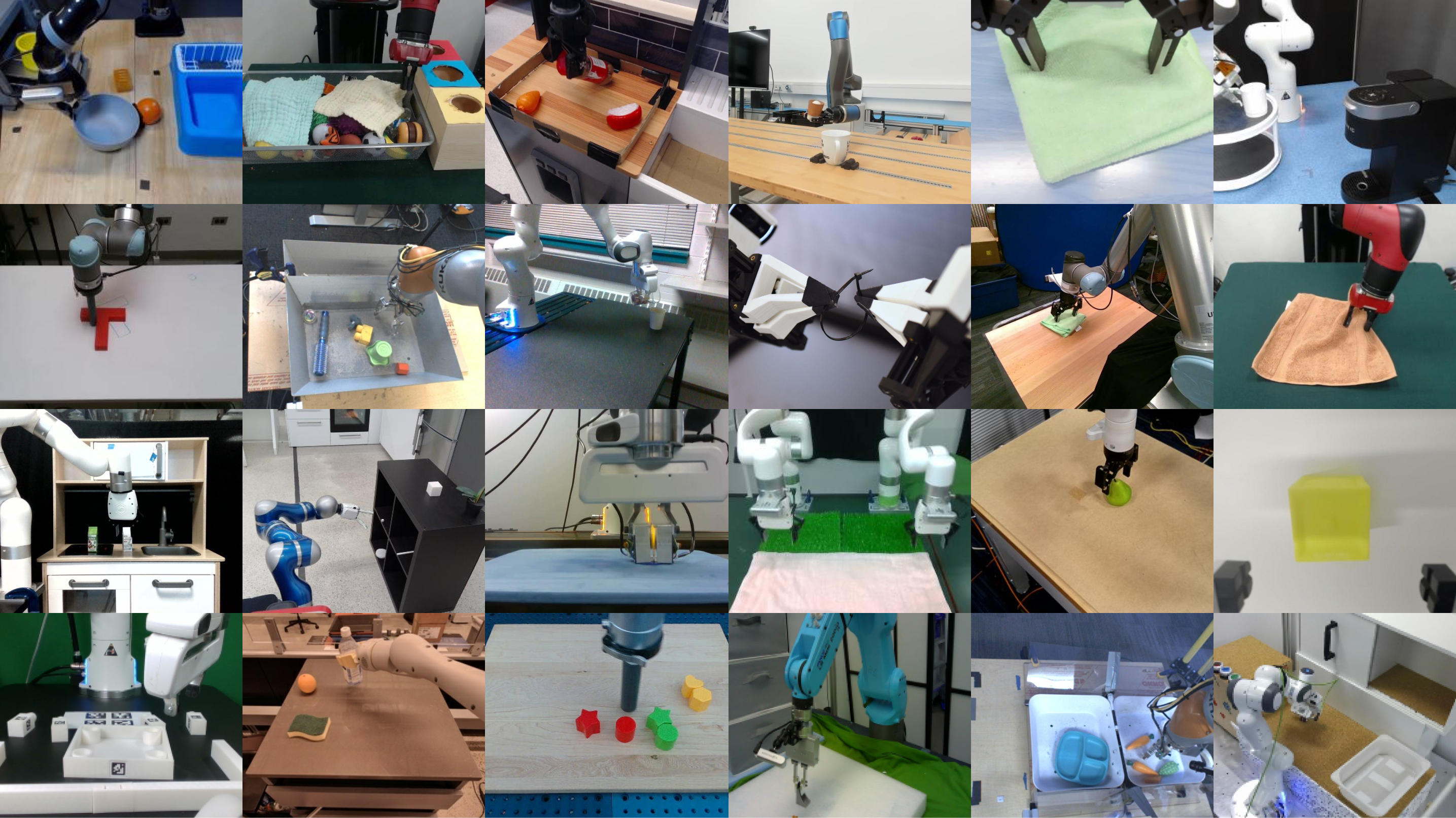 Robots and manipulation scenes represented in the Open X-Embodiment dataset
