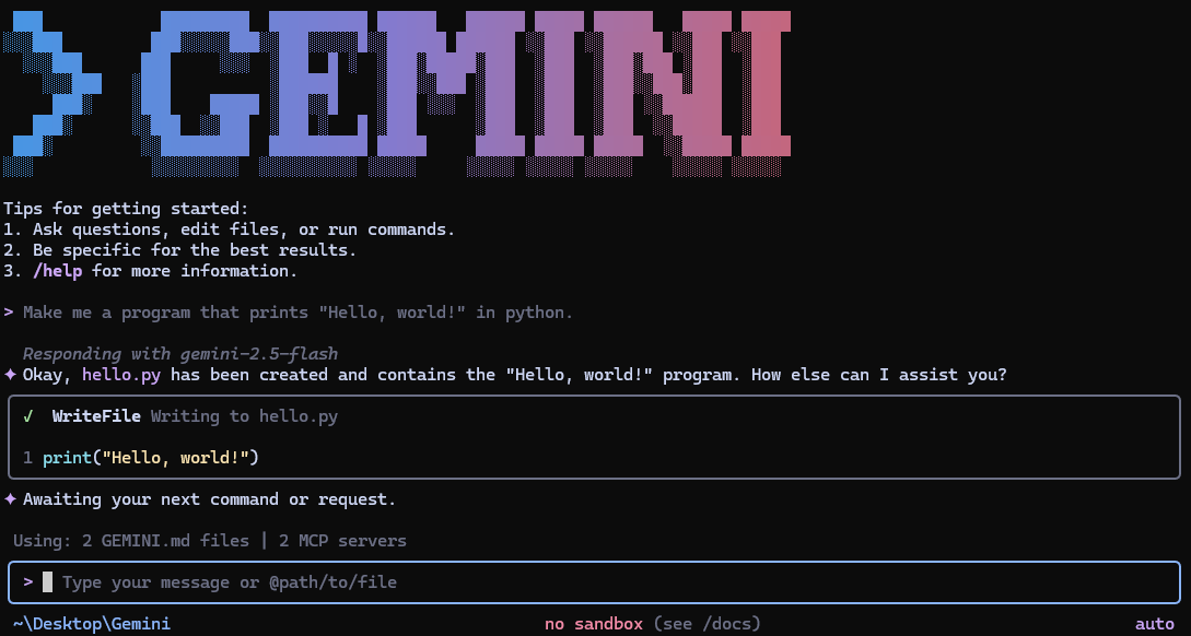 Gemini CLIスクリーンショット
