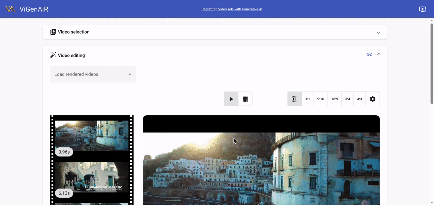 Vigenair UI: Prompt selection