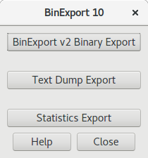 BinExport plugin dialog