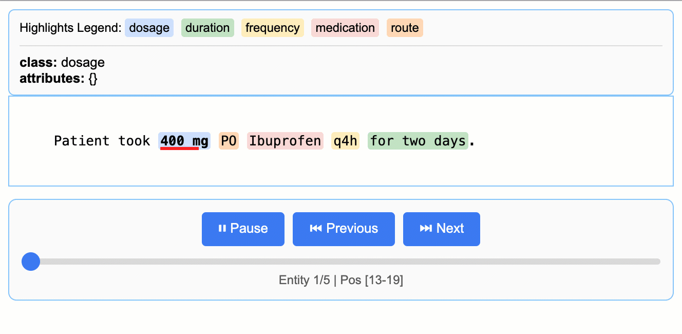 Medication entity extraction demo