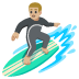 man surfing: medium-light skin tone emoji on Google