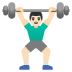 man lifting weights: light skin tone emoji on Google