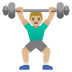 man lifting weights: medium-light skin tone on Google