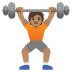 person lifting weights: medium skin tone emoji on Google