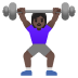 woman lifting weights: dark skin tone emoji on Google