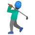 man golfing: medium-dark skin tone on Google