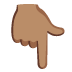 backhand index pointing down: medium skin tone emoji on Google