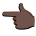 backhand index pointing left: dark skin tone on Google