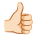 thumbs up: light skin tone on Google